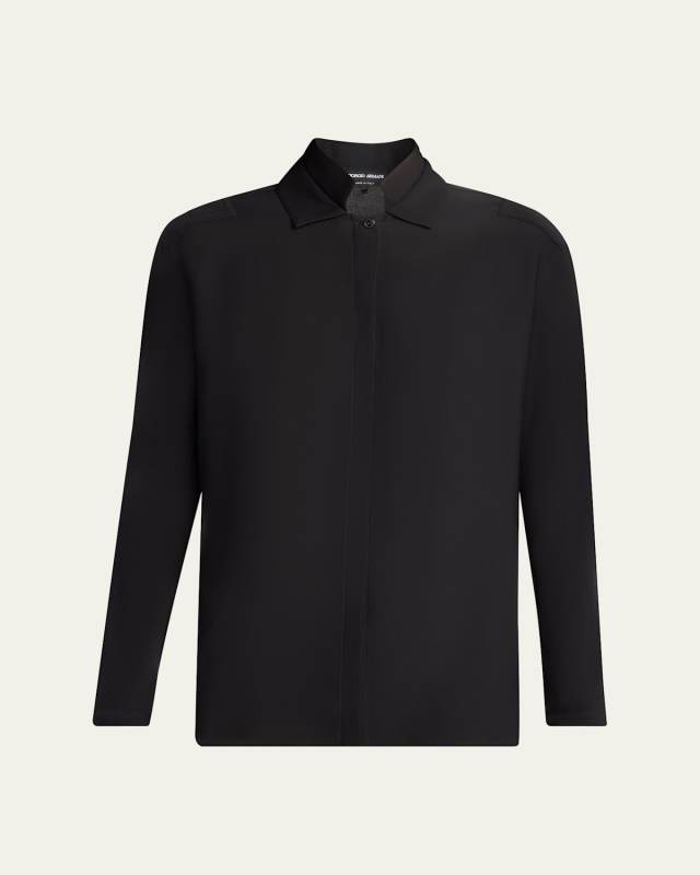 Double-Collar Silk Georgette Blouse